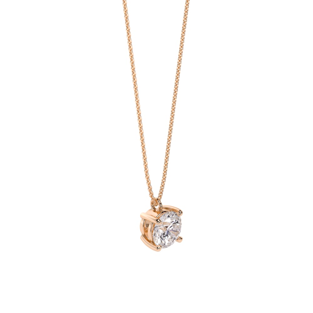Lantisor Solitaire, cu diamant de laborator 2.00 CT, din aur roz 14 KT