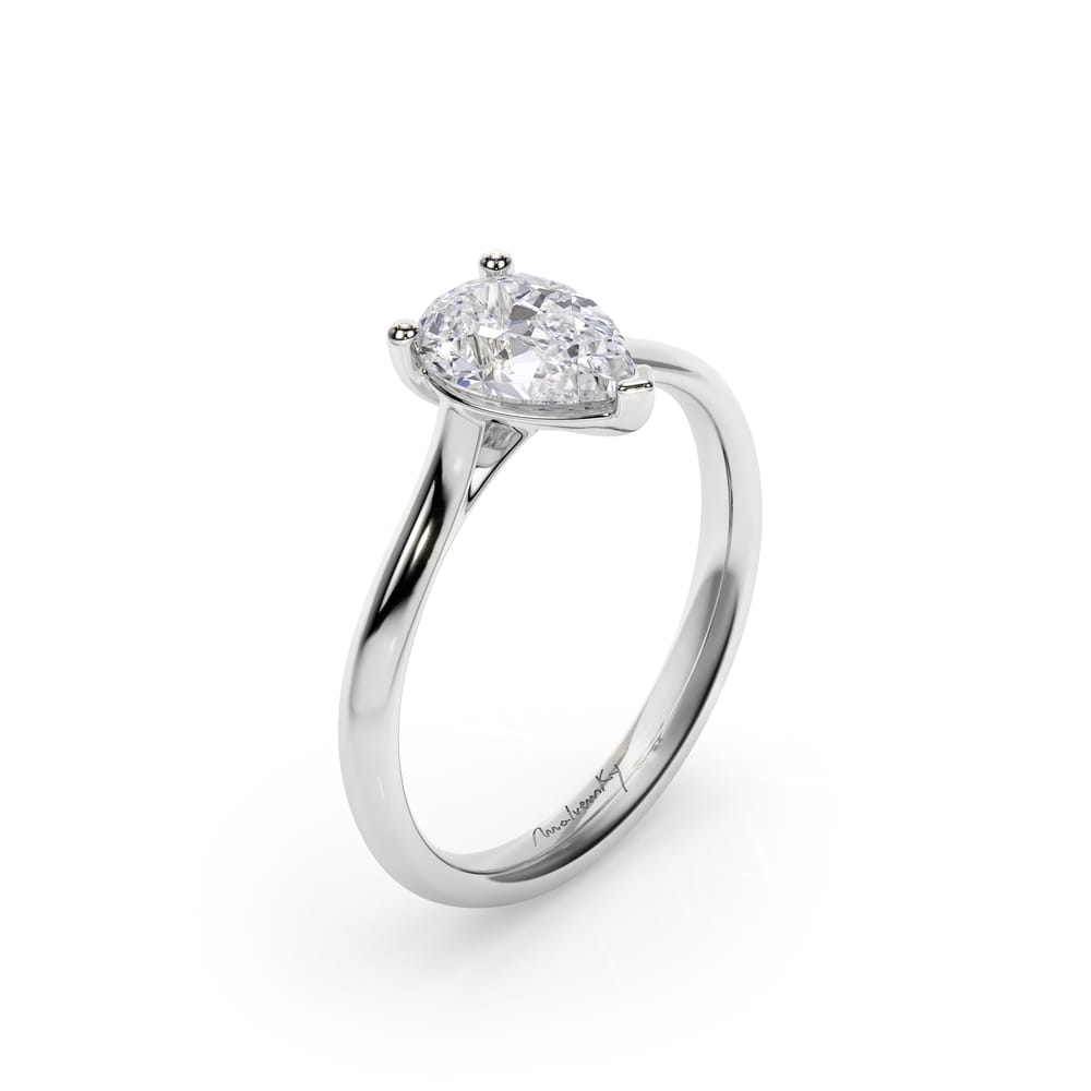 Inel de Logodna Classic Aur Alb 18 KT Pear Cut LGD 1.00 CT DVS1