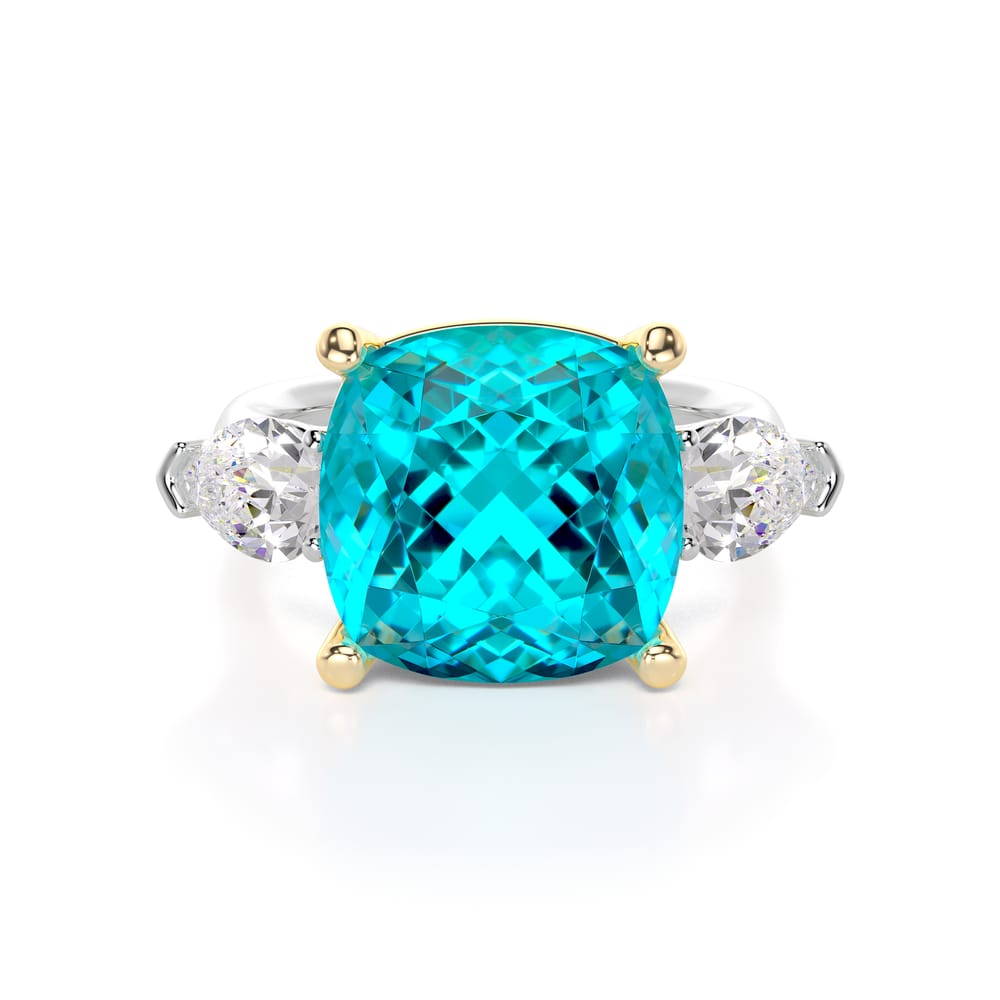 Inel din aur alb cu Topaz Albastru Deschis si Diamante de laborator, Capri La Grande Bellezza