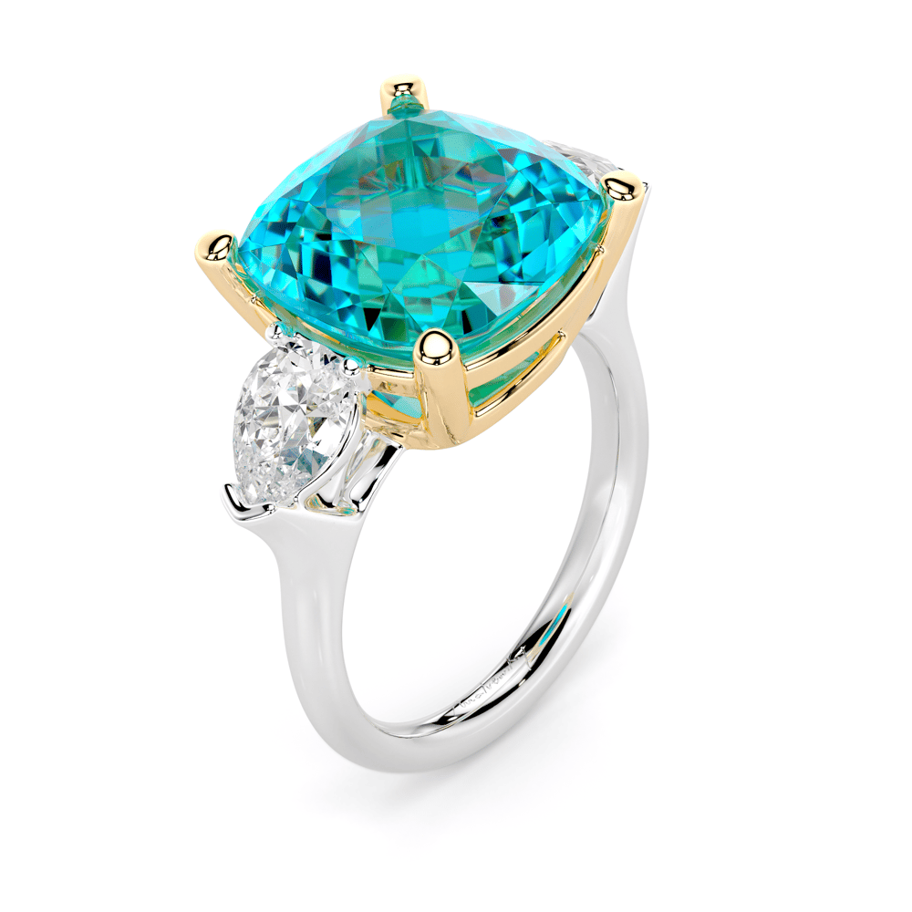 Inel din aur alb cu Topaz Albastru Deschis si Diamante de laborator, Capri La Grande Bellezza