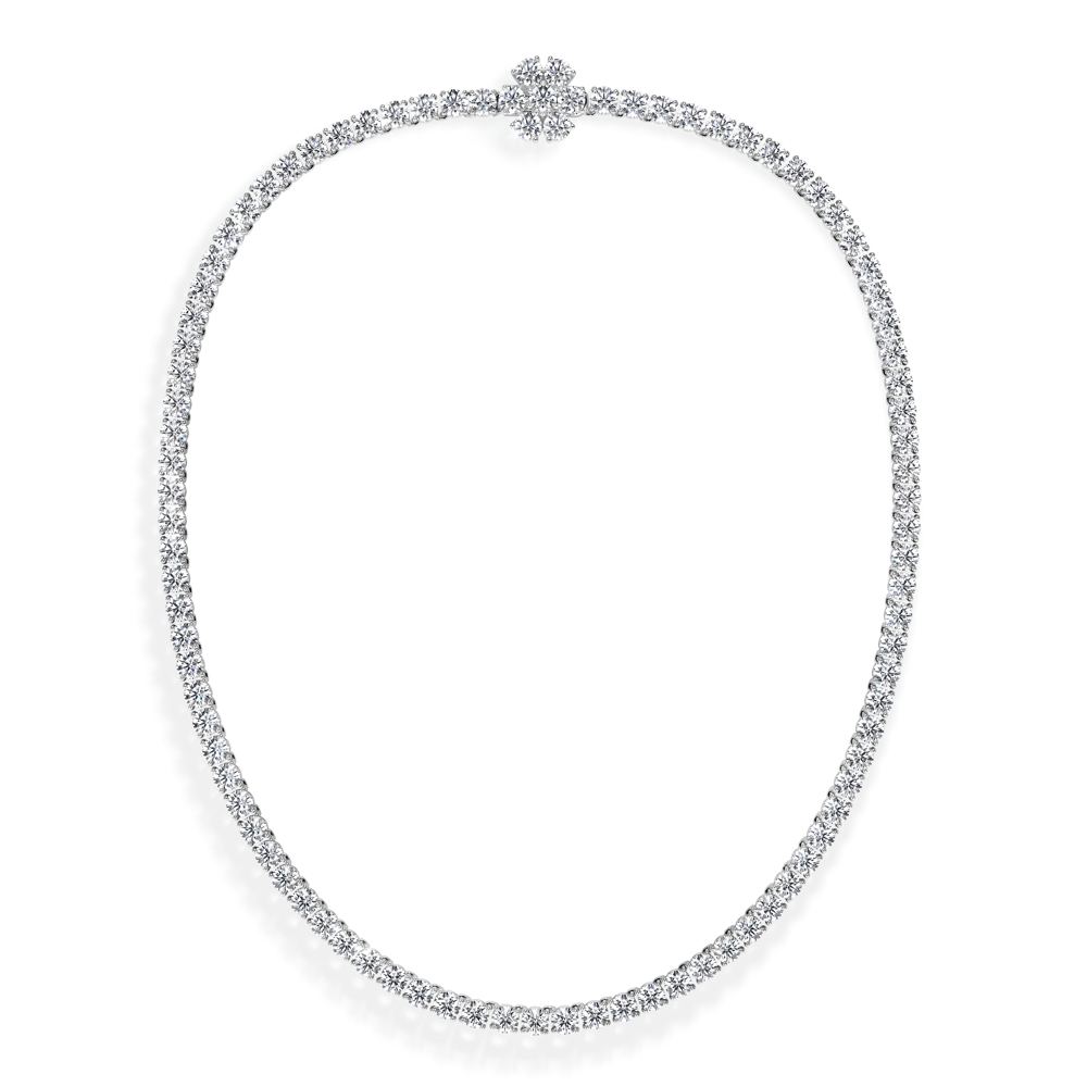 Colier Tennis, cu diamante de laborator 25.12 CT, din aur alb 18 KT