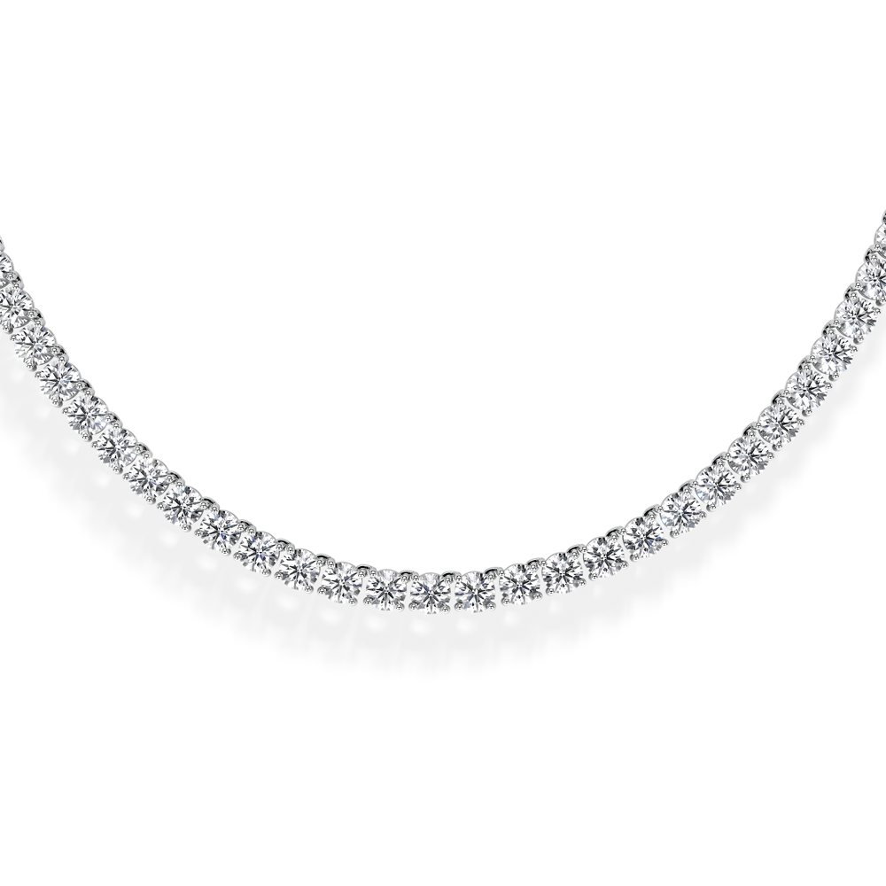 Colier Tennis, cu diamante de laborator 25.12 CT, din aur alb 18 KT