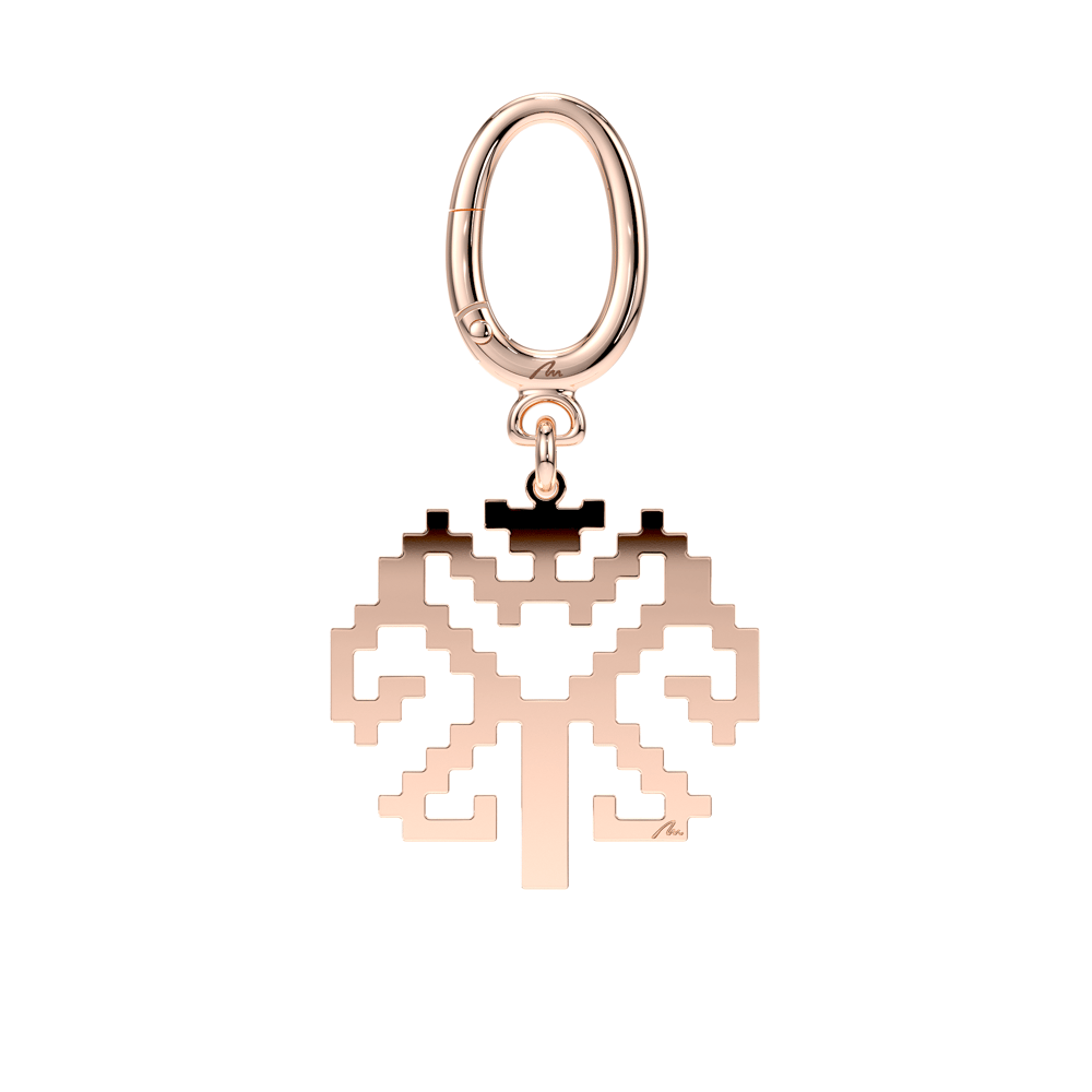 Rose gold plated brass Traditional Tree keychain