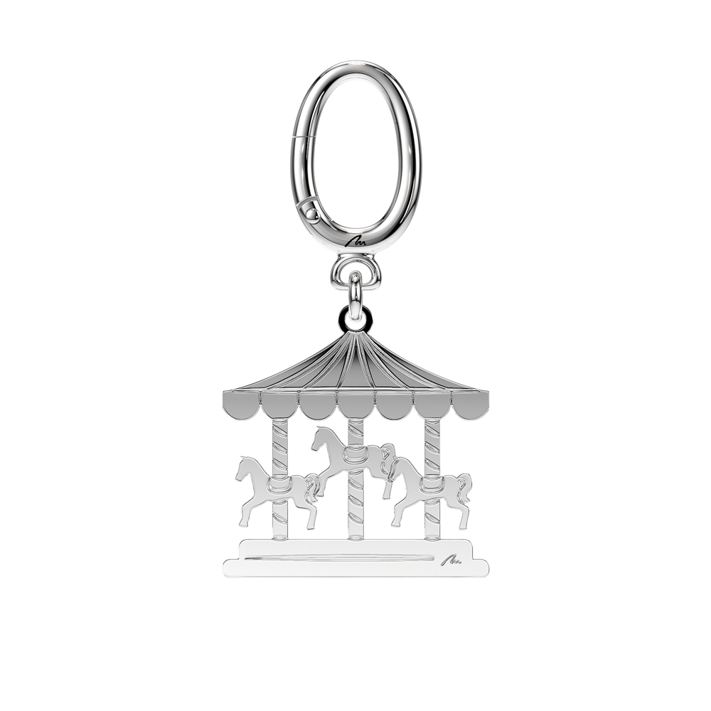 Palladium plated brass Carousel keychain