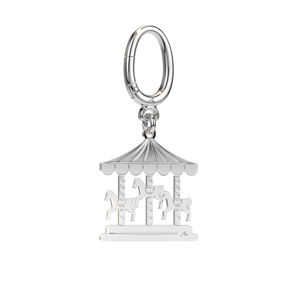 Palladium plated brass Carousel keychain