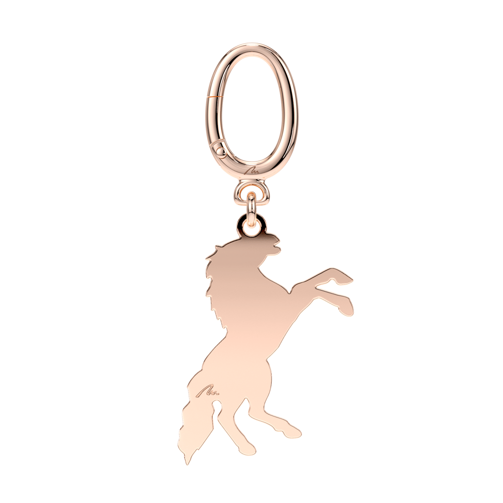 Rose gold plated brass Horse keychain
