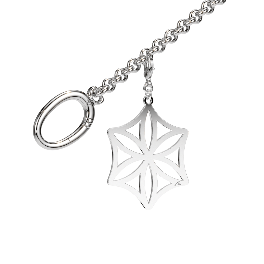 Palladium plated brass Rosette bag charm