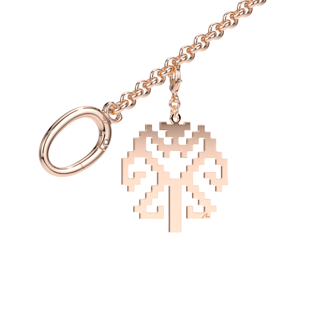 Rose gold plated brass Tree of Life bag charm