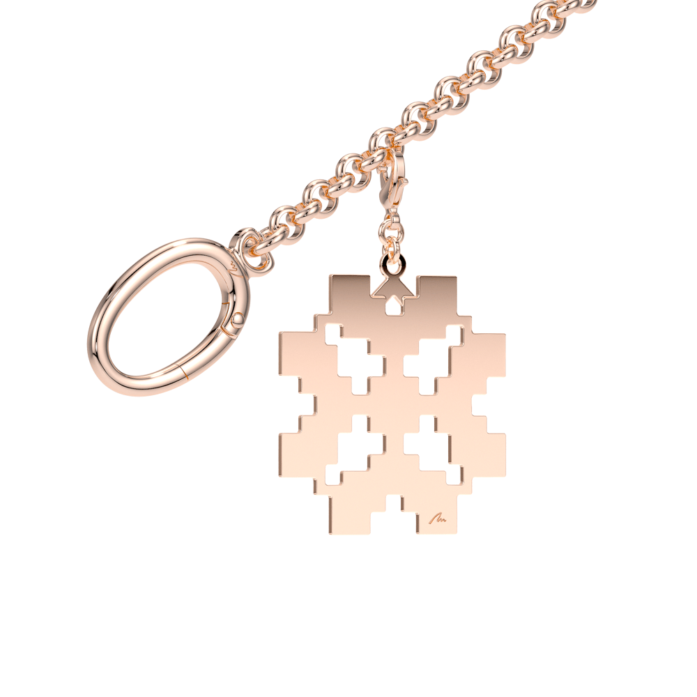 Charm pentru geanta Trifoi Traditional, din alama placata cu aur roz