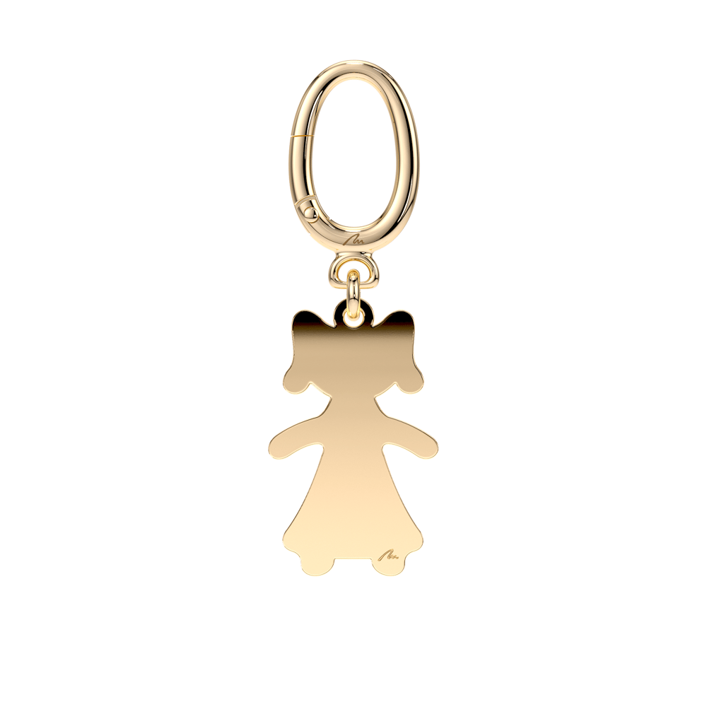 Yellow gold plated brass Girl keychain