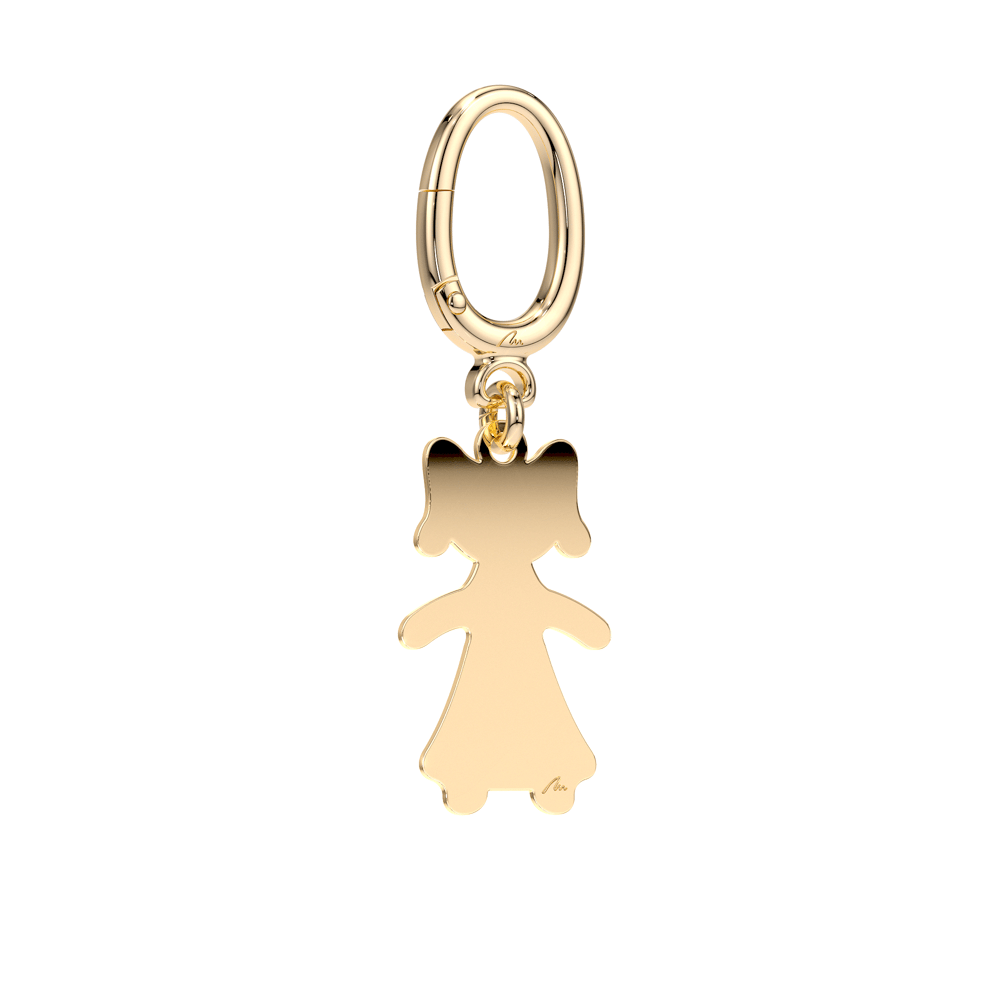 Yellow gold plated brass Girl keychain
