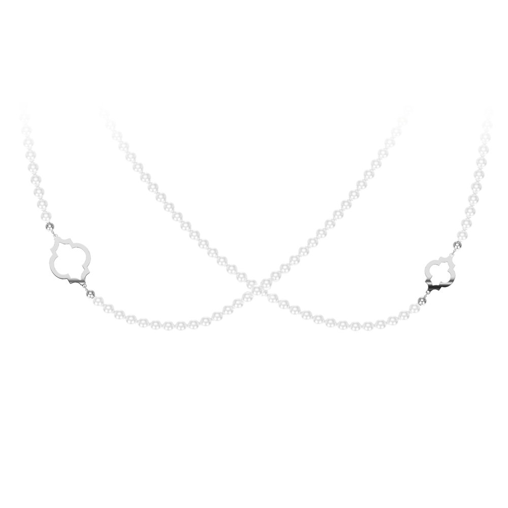 Colier cu perle de 6 mm, din aur alb 14 KT, Amina