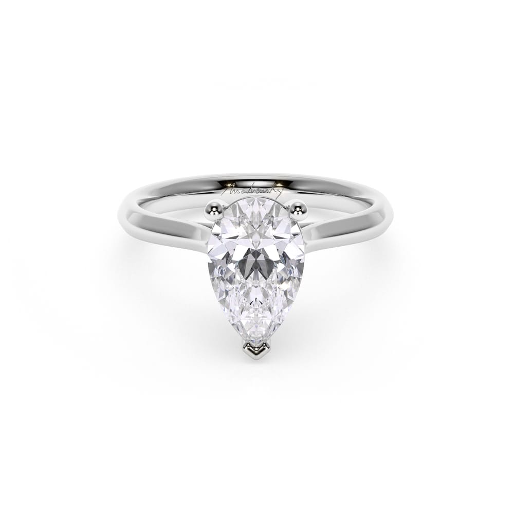 Inel de Logodna Classic Aur Alb 18 KT Pear Cut LGD 3.03 CT FVS1