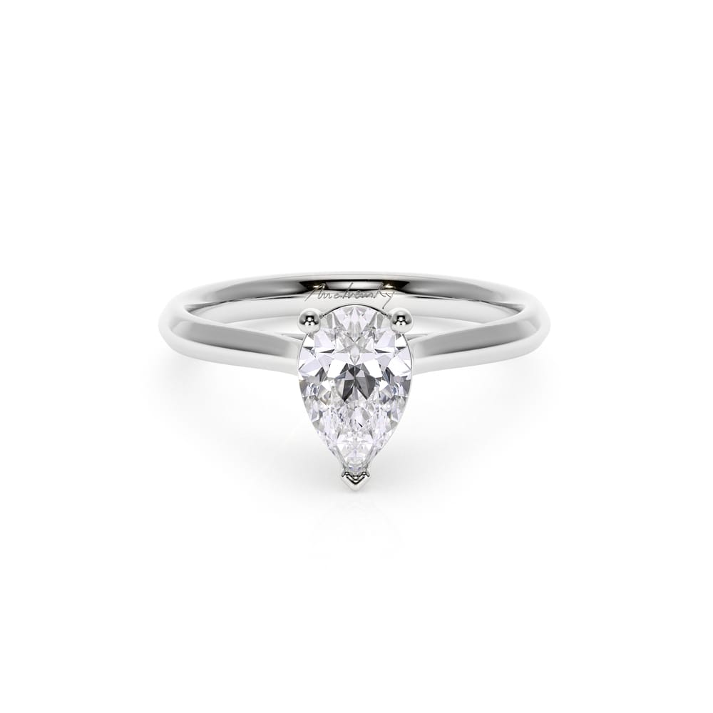 Inel de Logodna Classic Aur Alb 18 KT Pear Cut LGD 1.22 CT FVS1