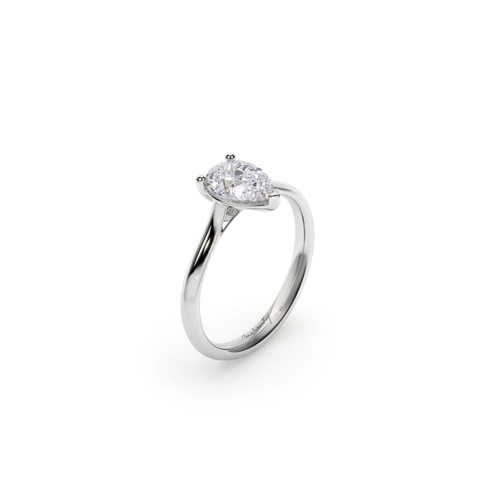 Inel de Logodna Classic Aur Alb 18 KT Pear Cut LGD 1.22 CT FVS1
