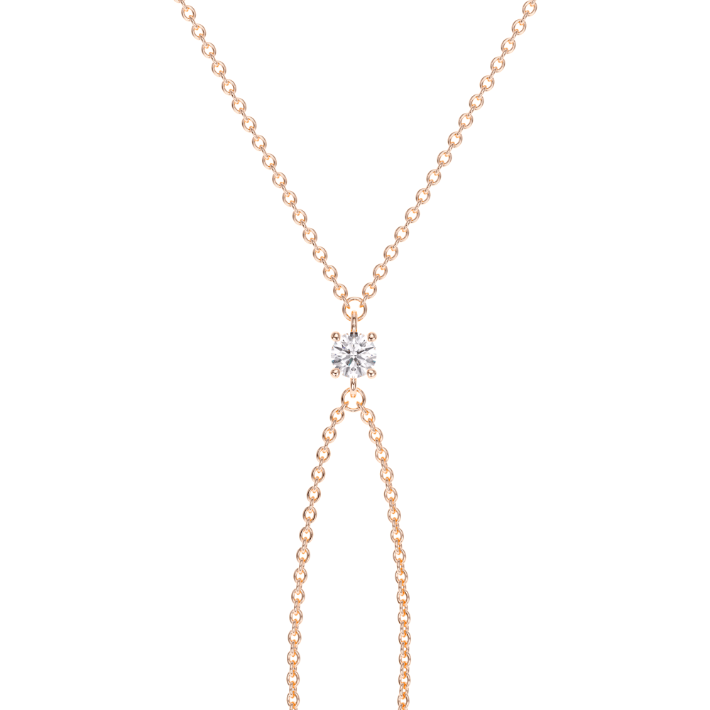 Bratara cu inel, diamant de laborator 0.50 CT, aur roz 14 KT, Solitaire