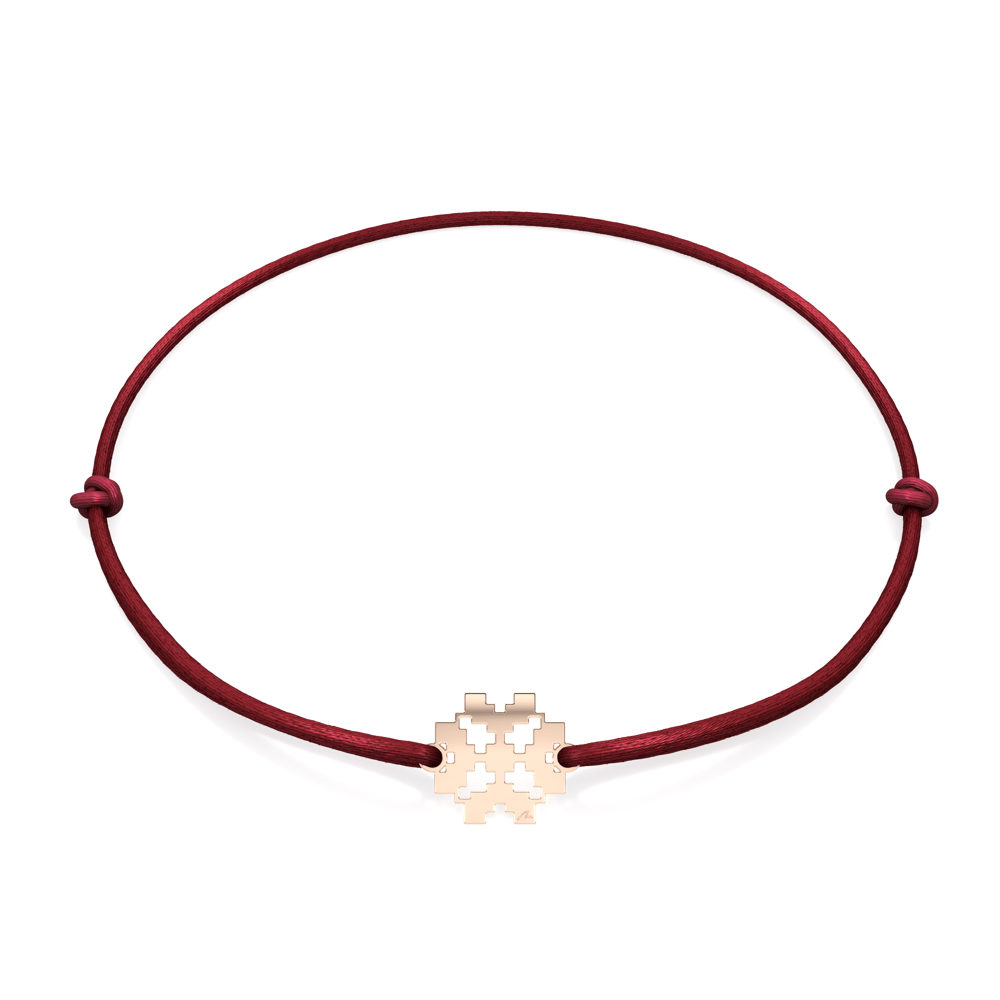 Bratara pe snur Trifoi Traditional, din aur roz 14 KT