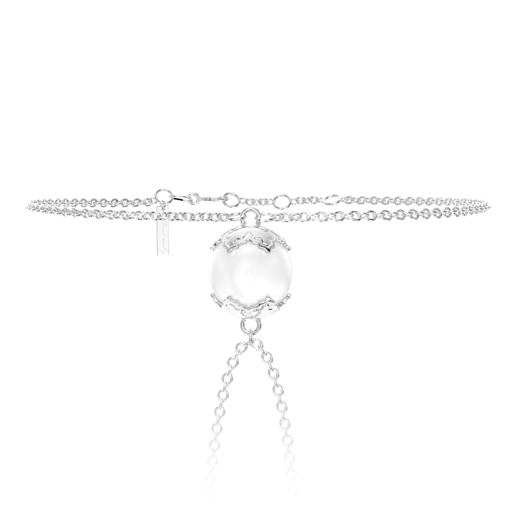 Bratara cu o perla, din aur alb 14 KT