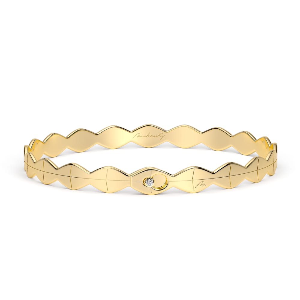 14 KT yellow gold Infinity bracelet with white diamond