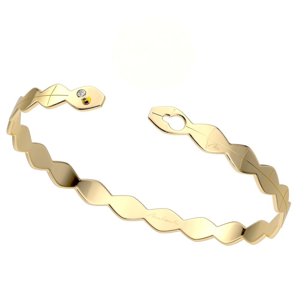 14 KT yellow gold Infinity bracelet with white diamond