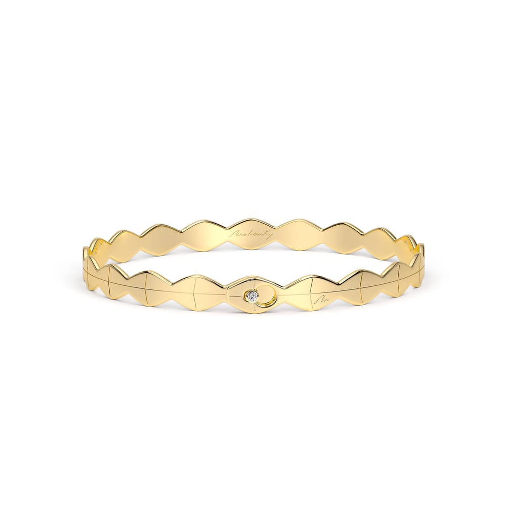 14 KT yellow gold Infinity bracelet with white diamond