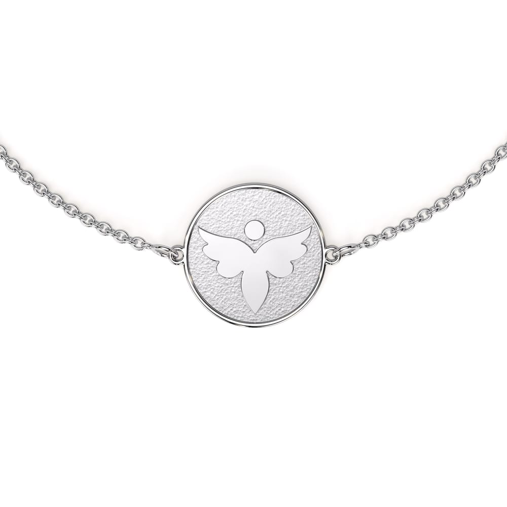 Bratara lant cu Arhanghel Fortunata, din aur alb 14 KT