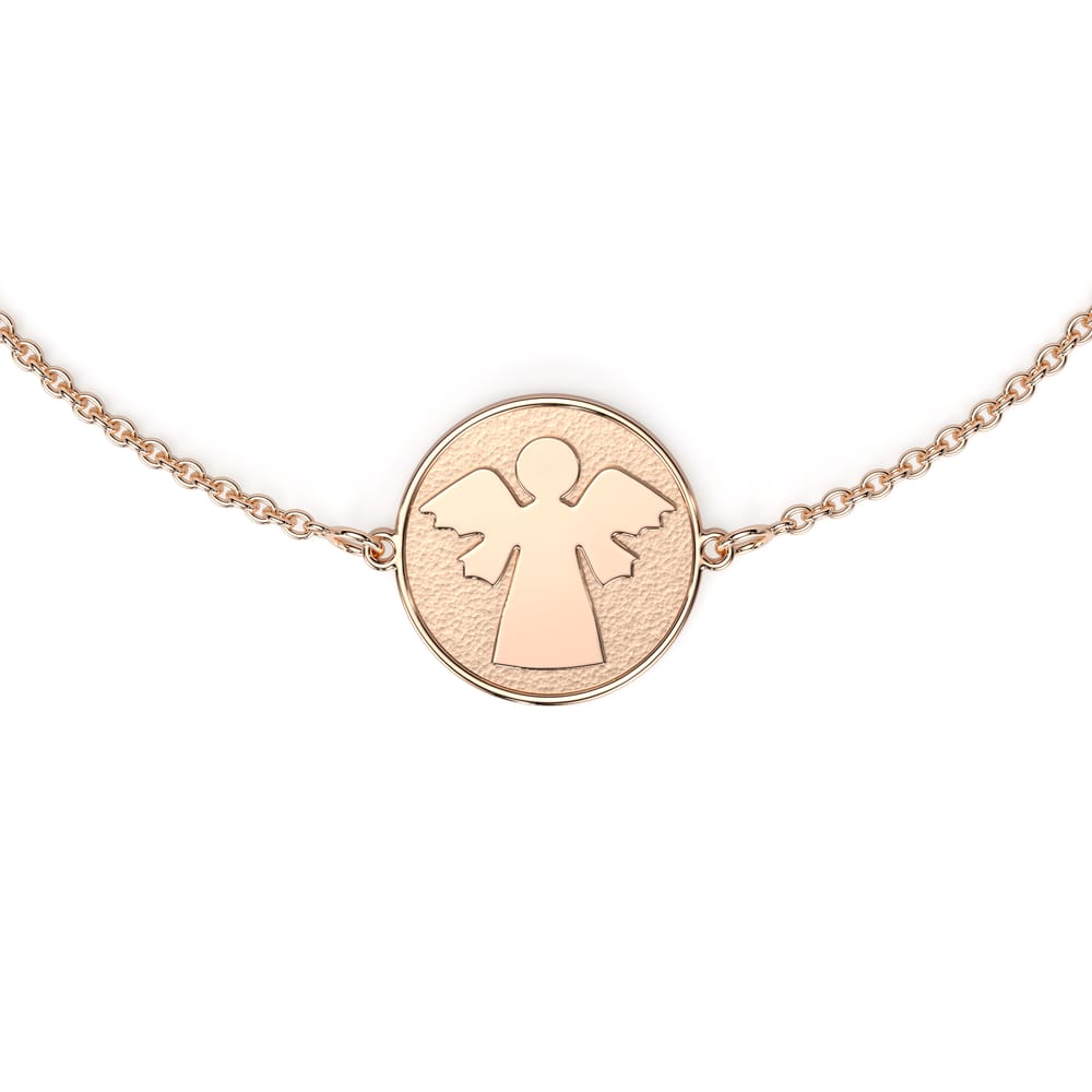 Bratara lant cu Arhanghel Rafael, din aur roz 14 KT