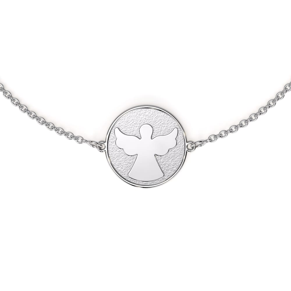 Bratara lant cu Arhanghel Uriel, din aur alb 14 KT