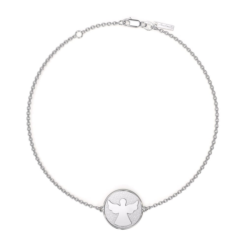 Bratara lant cu Arhanghel Uriel, din aur alb 14 KT