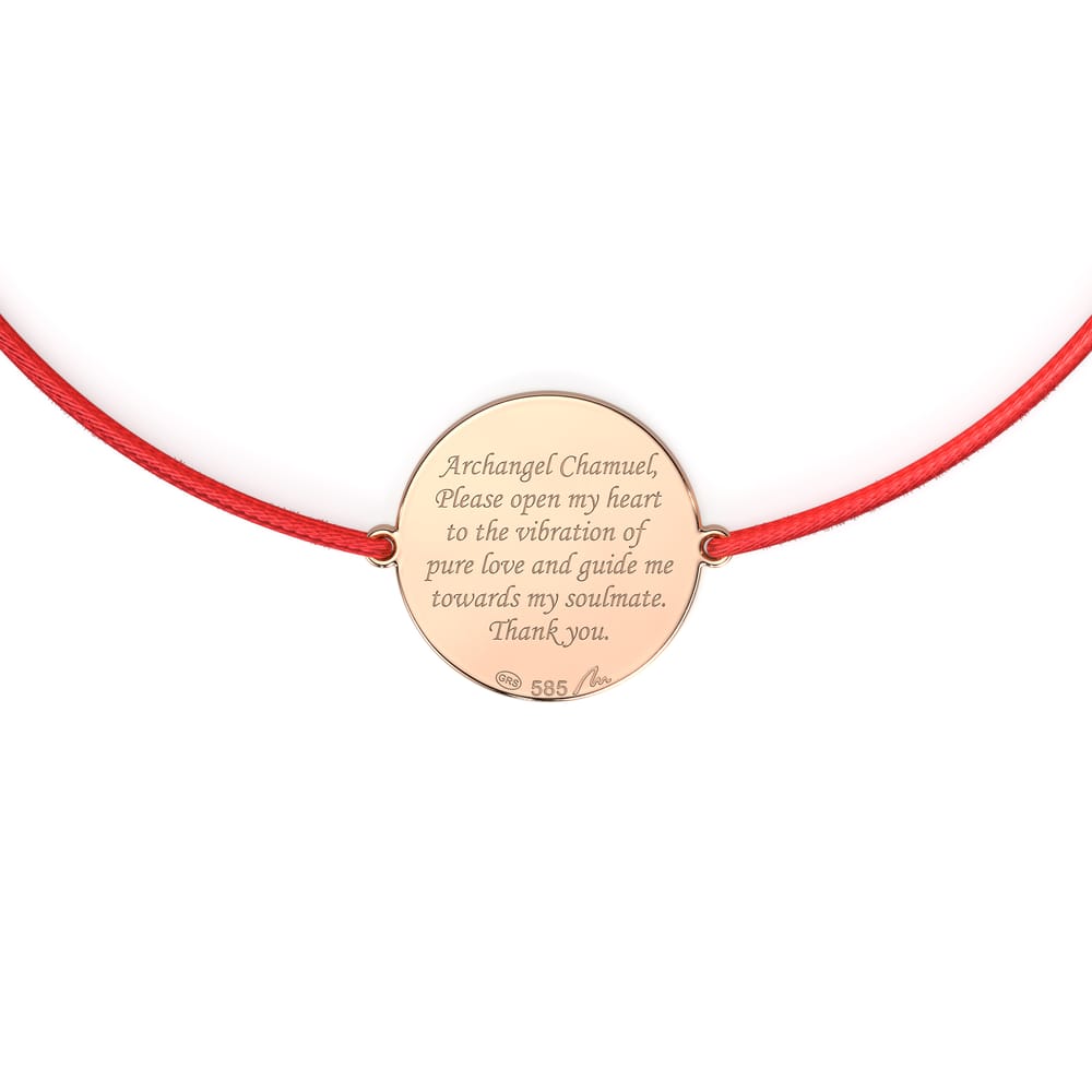 14 KT rose gold Archangel Chamuel bracelet on string
