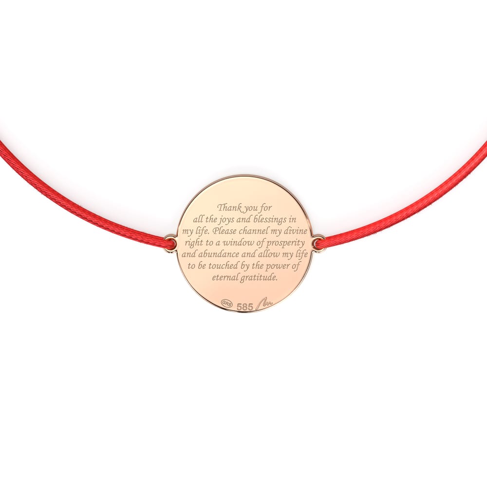 Bratara pe snur cu Arhanghel Fortunata, din aur roz 14 KT