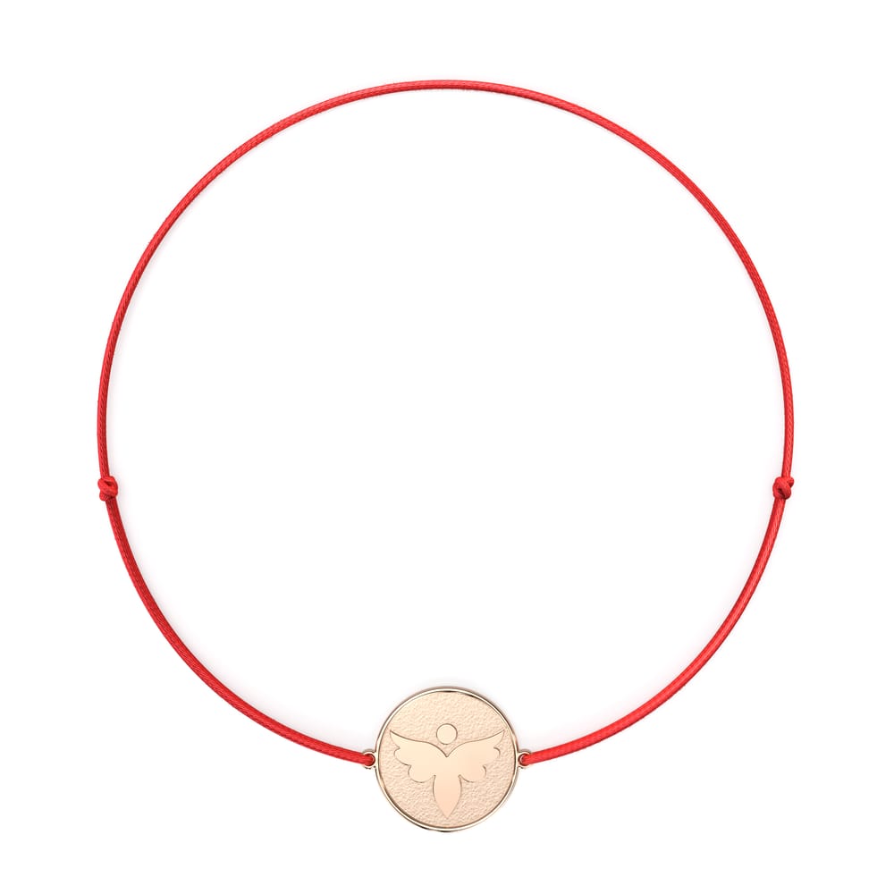 Bratara pe snur cu Arhanghel Fortunata, din aur roz 14 KT