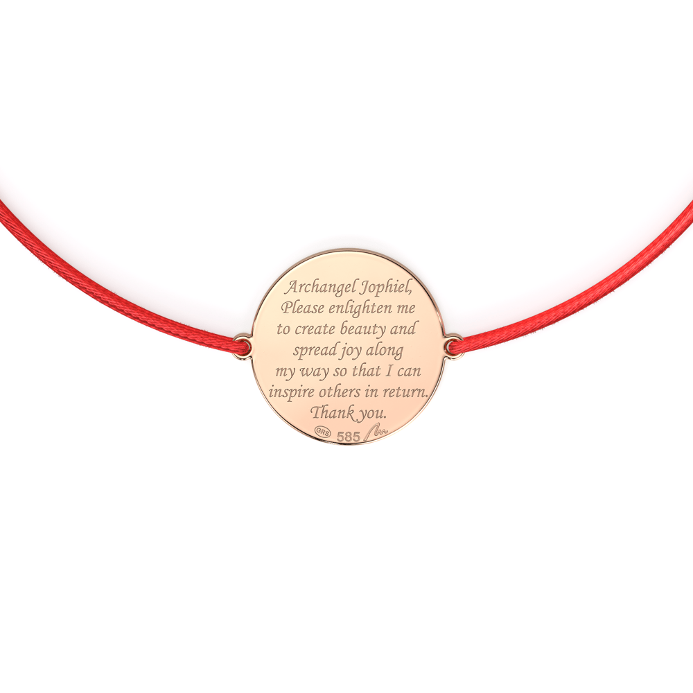 Bratara pe snur cu Arhanghel Jofiel, din aur roz 14 KT