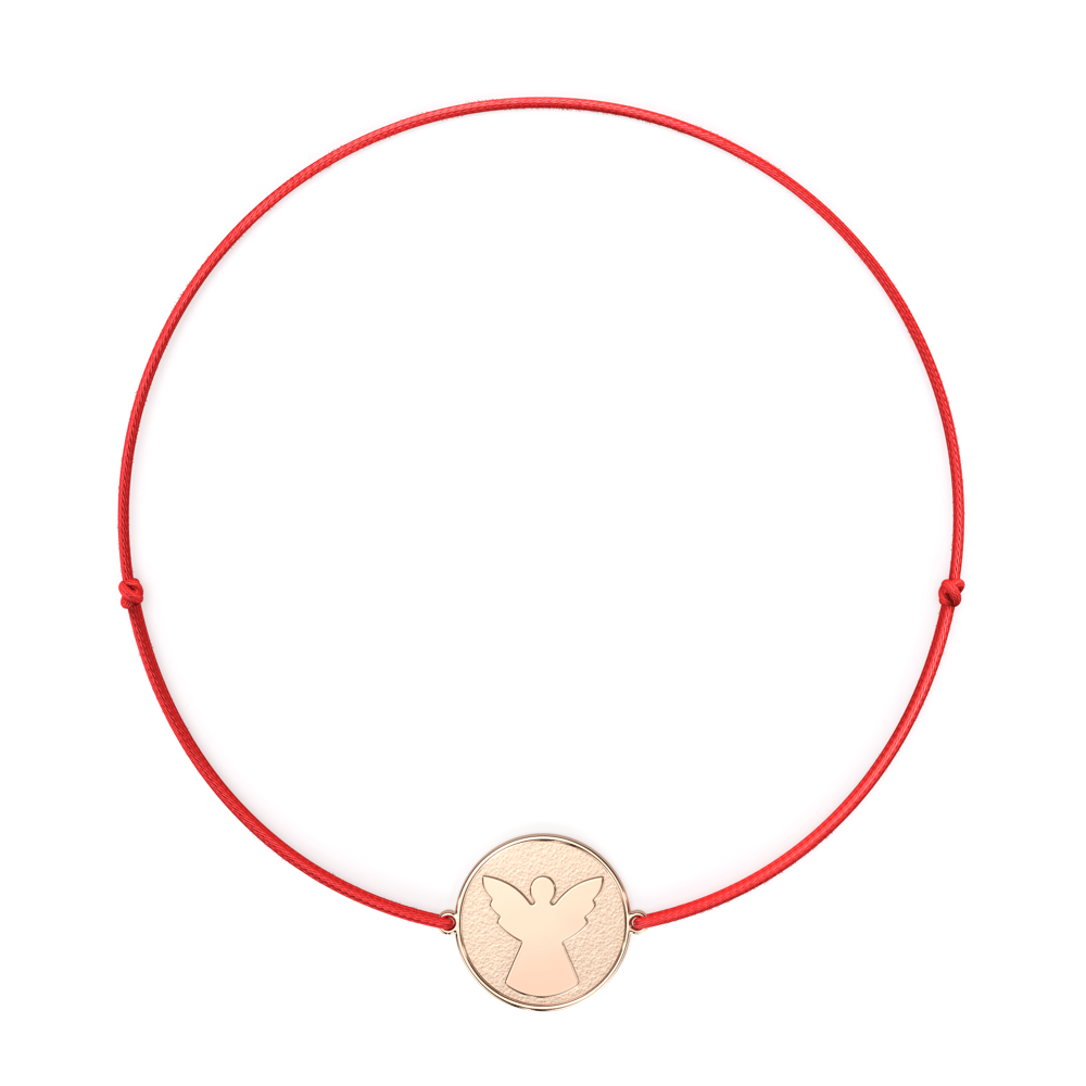 Bratara pe snur cu Arhanghel Jofiel, din aur roz 14 KT