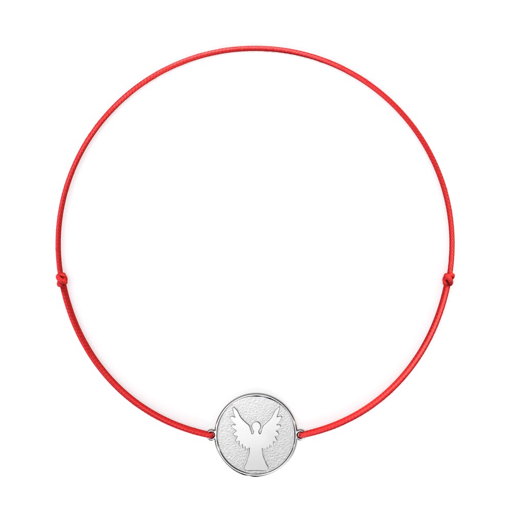 Bratara pe snur cu Arhanghelul Mihail, din aur alb 14 KT