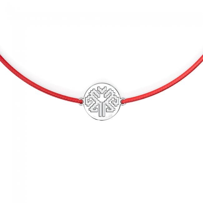 14 KT white gold Tree of Life bracelet on string
