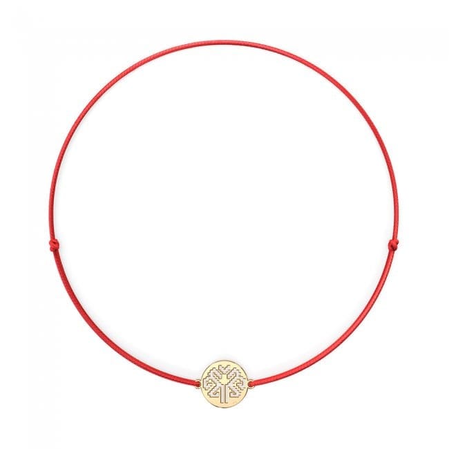Bratara pe snur si pandantiv Copacul Vietii, din aur galben 14 KT