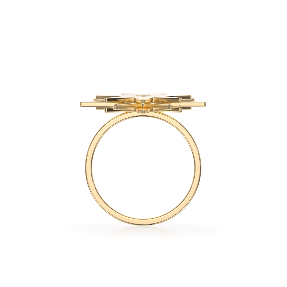 14 KT yellow gold Venus ring with white diamond