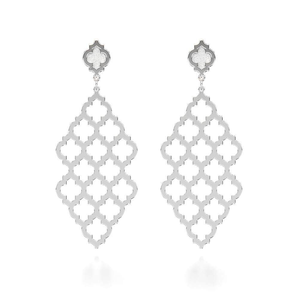 Cercei Yasmina M, din aur alb 14 KT