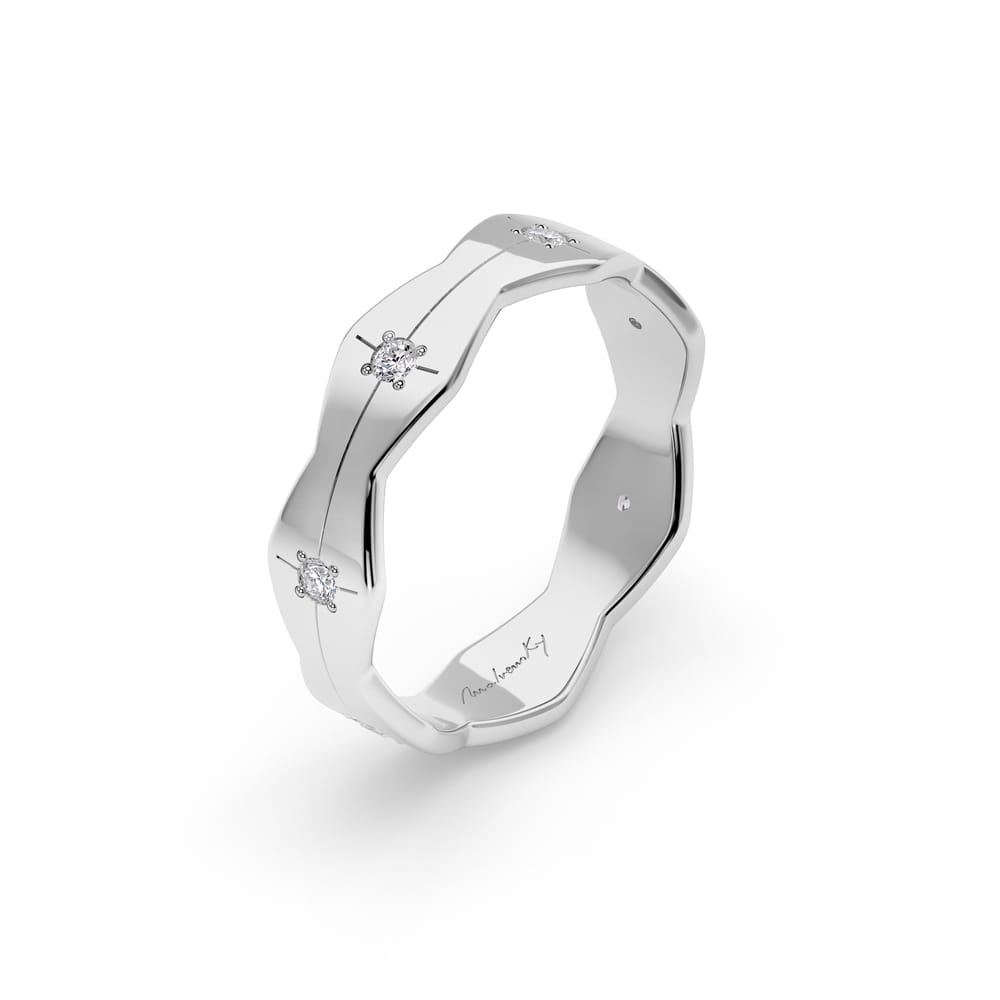 Verigheta Infinity, lata, cu diamante albe, din aur alb 14 KT