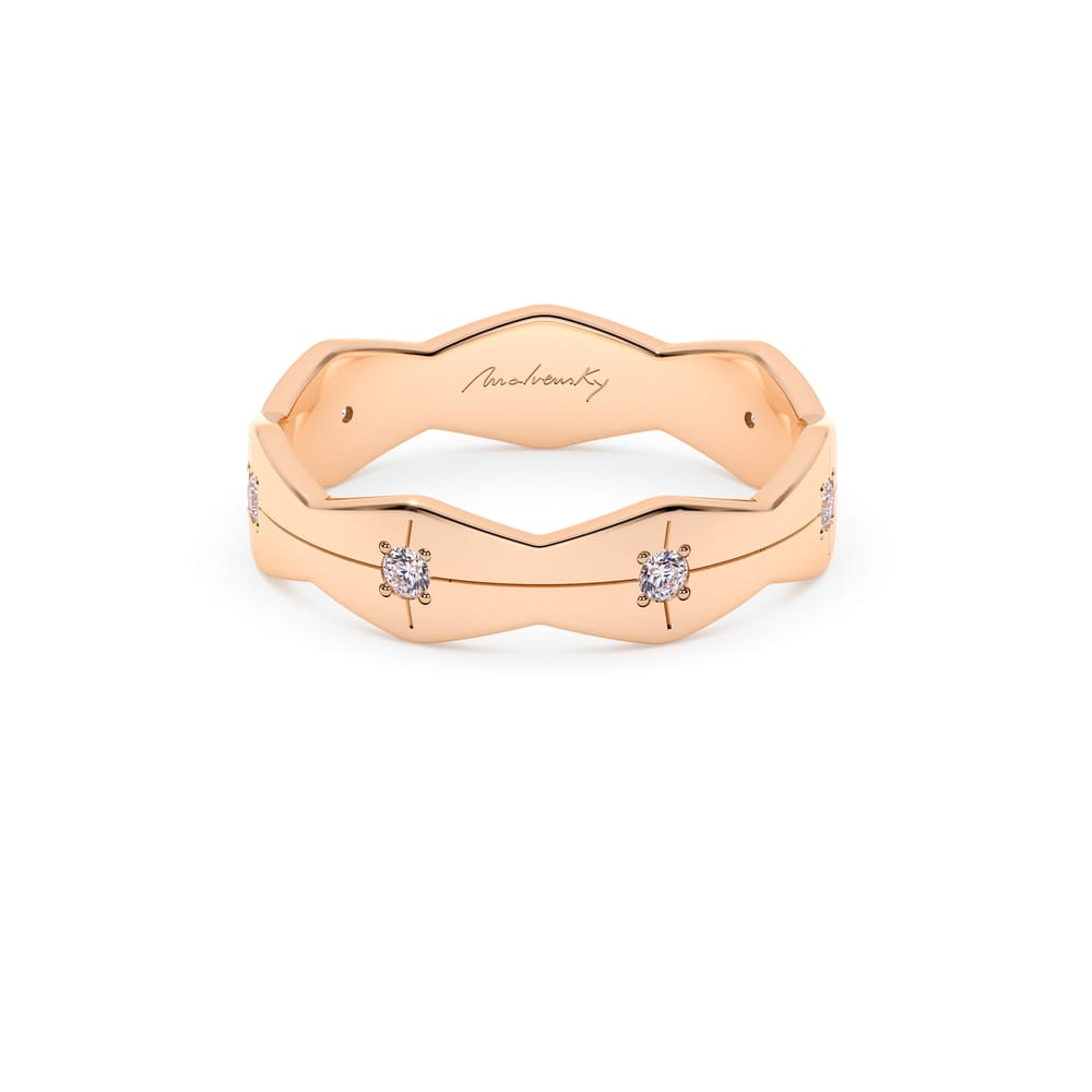 Verigheta Infinity, lata, cu diamante albe, din aur roz 14 KT