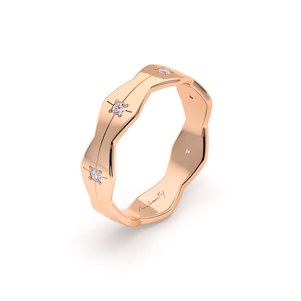 Verigheta Infinity, lata, cu diamante albe, din aur roz 14 KT