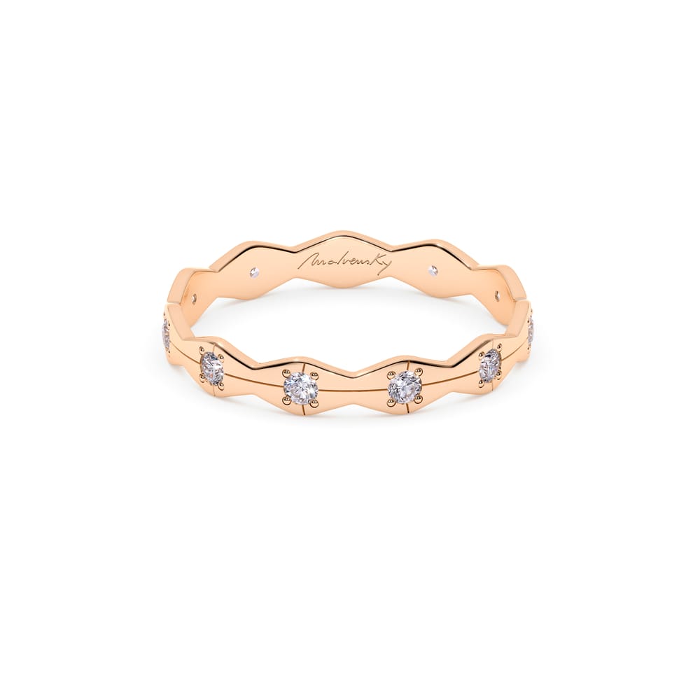 14 KT rose gold white diamonds Infinity slim wedding ring