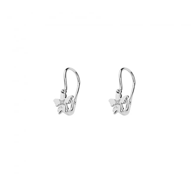 14 KT white gold Baby Angel hoop earrings with white diamonds