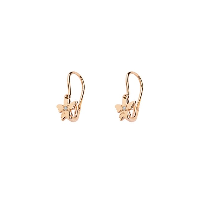 14 KT rose gold Baby Angel hoop earrings with white diamonds