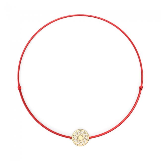 Bratara pe snur si pandantiv Spirala, din aur galben 14 KT