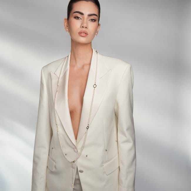 Colier Amina cu perle de 6 mm, din aur galben 14 KT