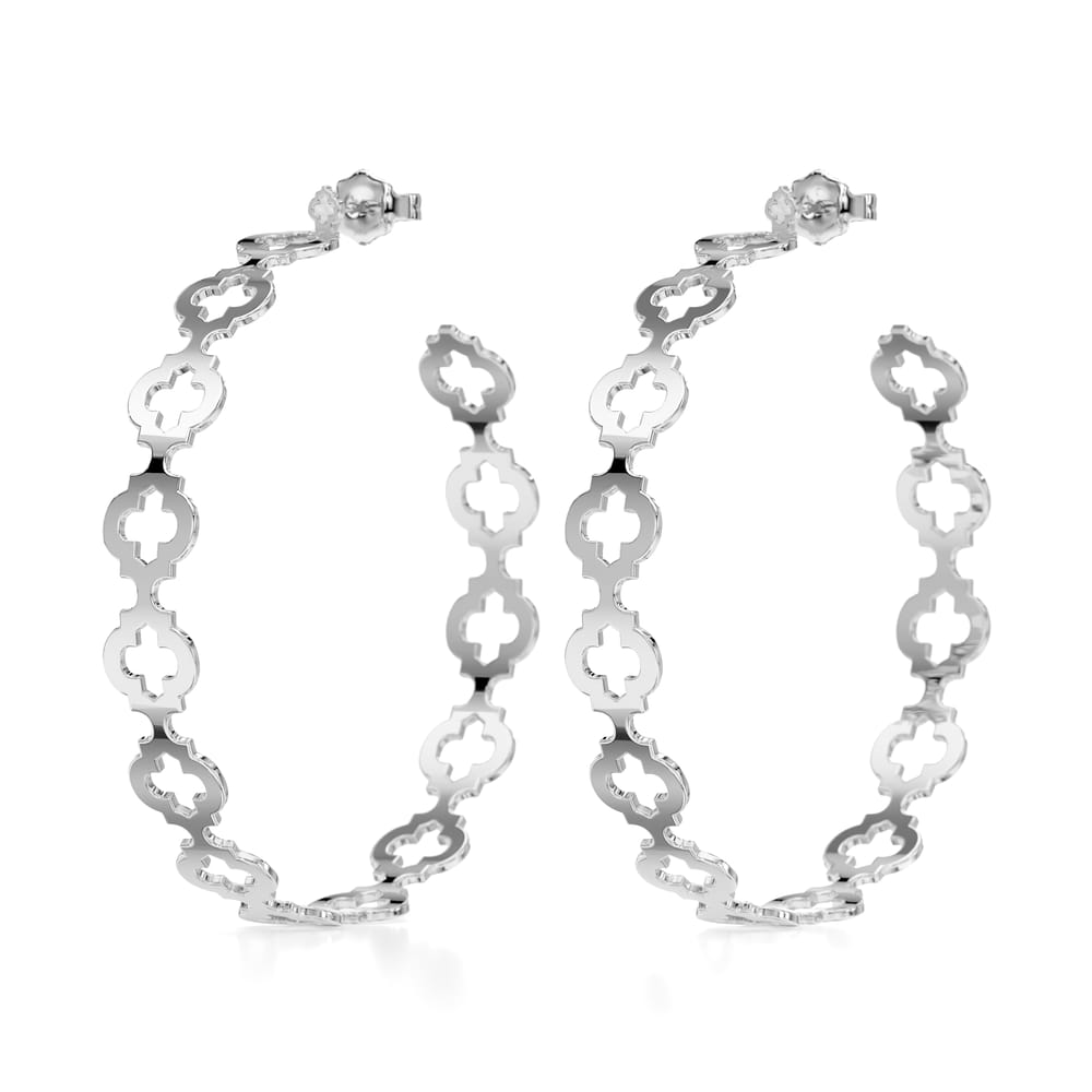 Cercei creole Noura M, din aur alb 14 KT