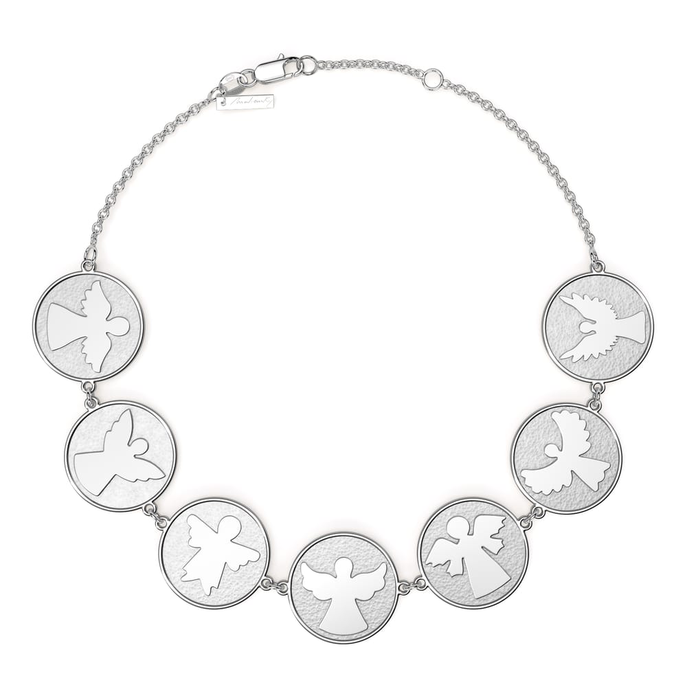 Bratara lant cu cei 7 Arhangheli, din aur alb 14 KT