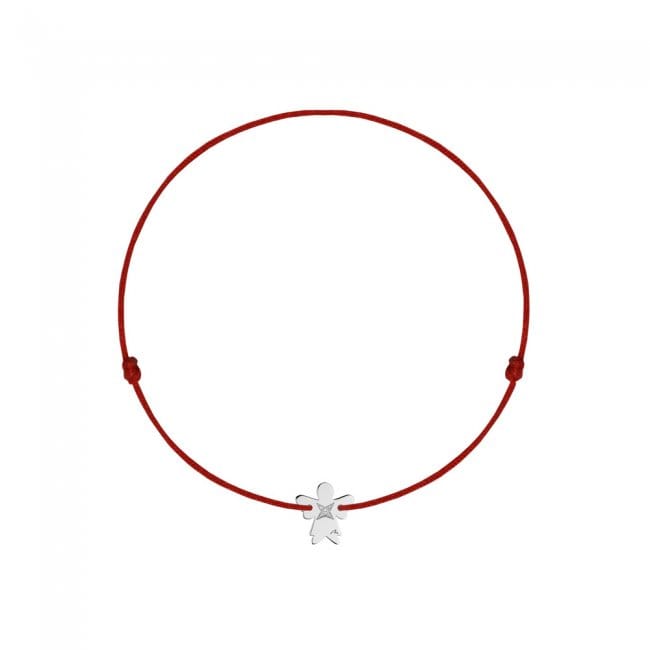 14 KT white gold Angel bracelet on string with white diamond